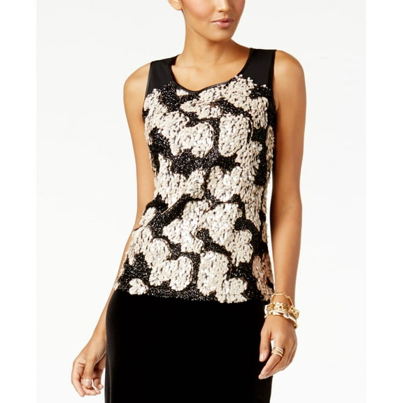 Alfani Sequined Top Pink Sequin L