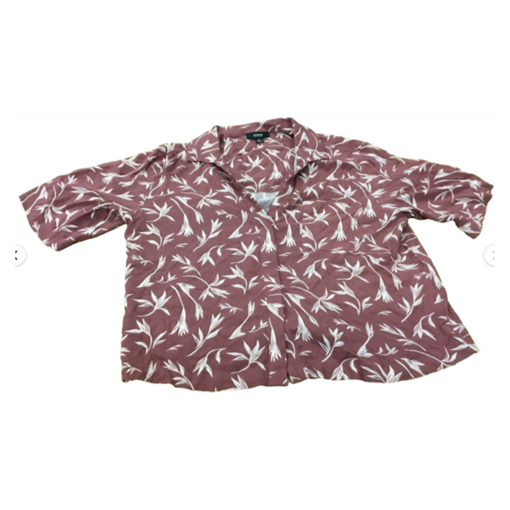 Alfani Short Sleeve Leaf Printed Shirt, Fall Leaves, M