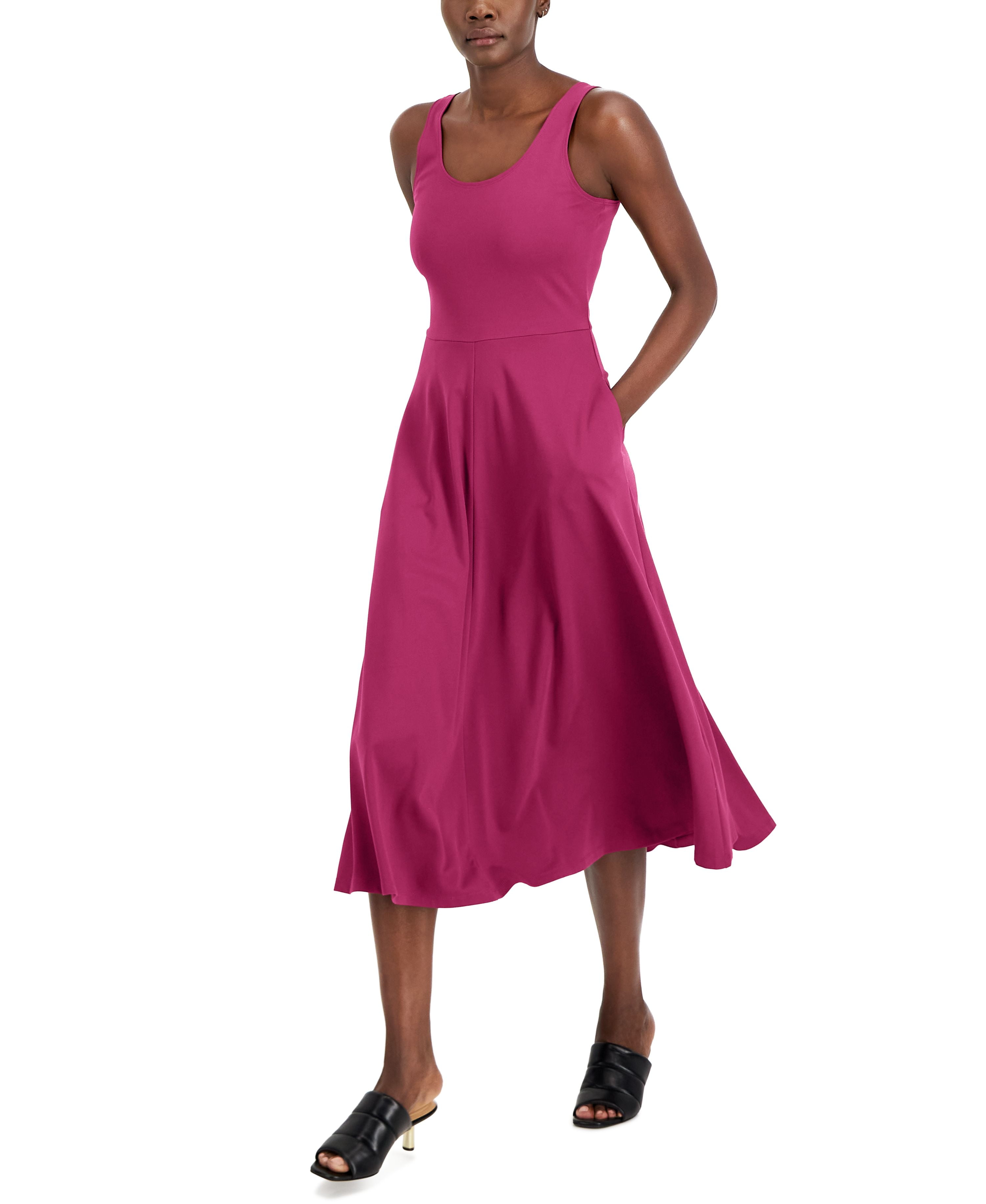 knee length dresses for ladies Lexi Rib Fit and Flare Midi Dress – Marine Layer main image 0