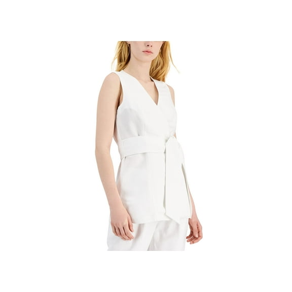 Alfani Sleeveless Tie Front Top Bright White XL