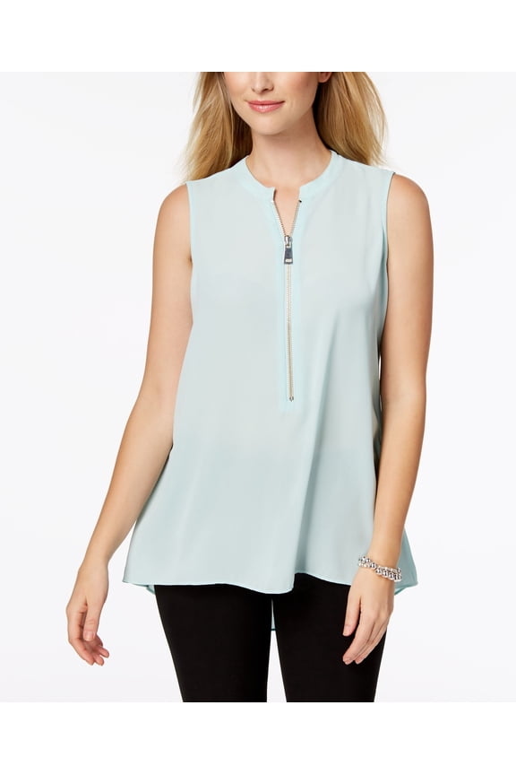 Solid Zip Up High Low Top Tear Drop S