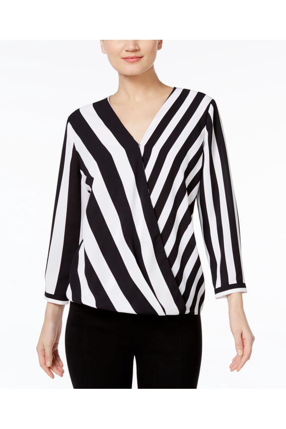 Striped High-Low Blouse (Blackwhite, 14)