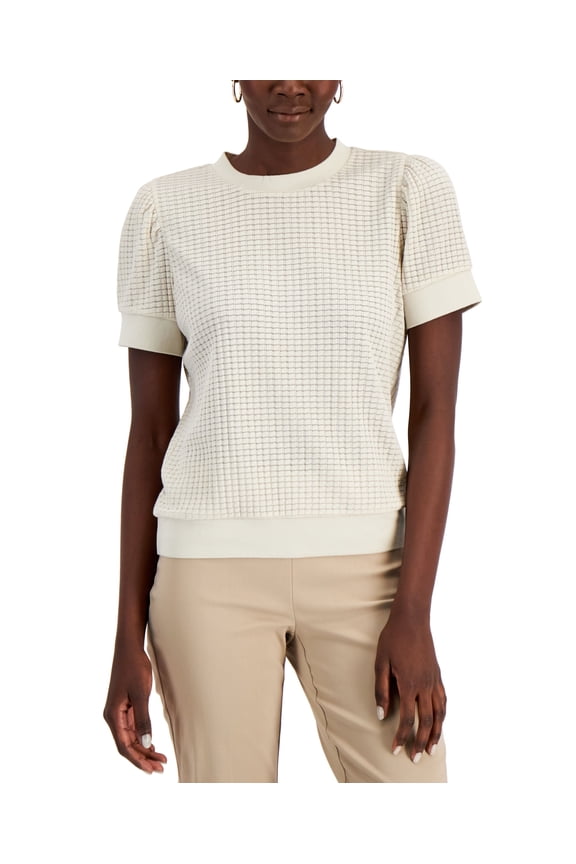 Textured Short Sleeve Top Oatmeal S
