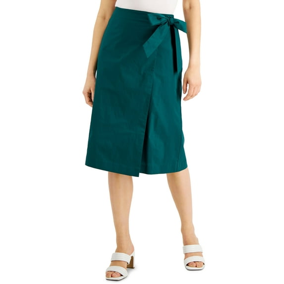 Alfani Tie Faux Wrap Skirt Rain Forest Green 10