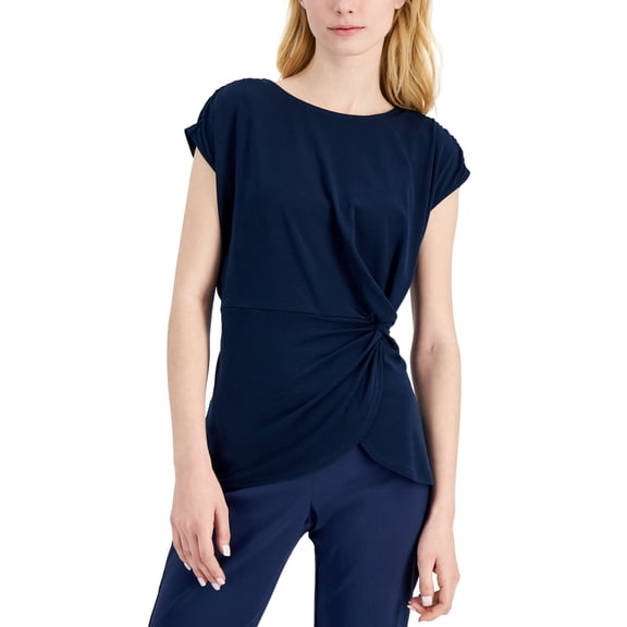 Alfani Twist Detail Top Modern Navy M