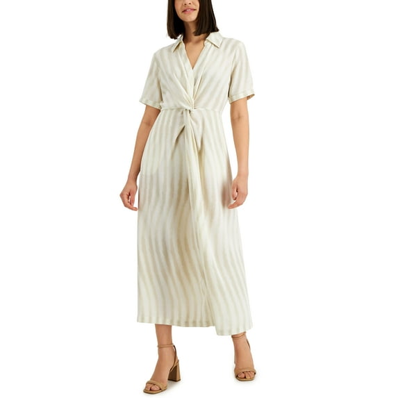 Alfani Twisted Maxi Dress Oat Warm Wave 16