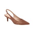 thumbnail image 1 of Alfani Women's Babbsy Pointed Toe Kitten Heel Leather Slingback Brown Size 9.5 M, 1 of 3
