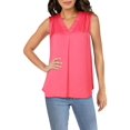 thumbnail image 1 of Alfani Women's Blouse V Neck Tank Top Solid Pleat Pink Size Large, 1 of 2