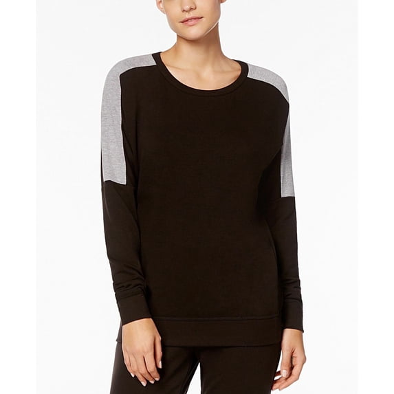 Alfani Women's Colorblocked Pajama Top Black Black L