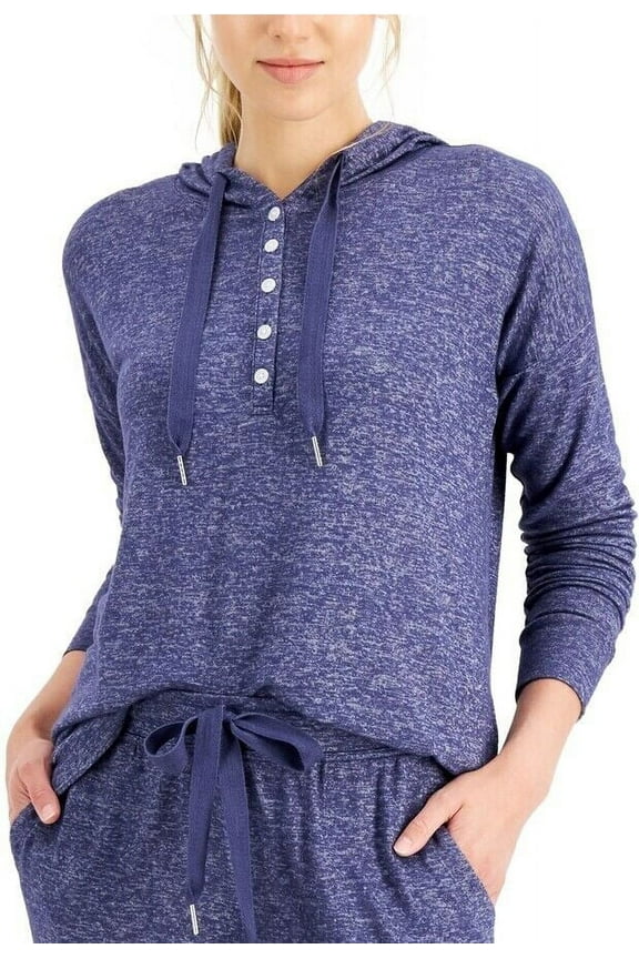 Women's Hacci Lounge Hoodie in Night Shadow-Medium