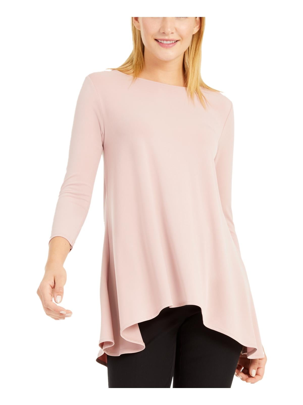 Alfani Womens Satin Trim High Low T Shirt Pink Size Petite S M main image 1