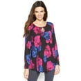 thumbnail image 1 of Alfani Women's Keyhole Neck Rose-Print Pleated Blouse Size 6, 1 of 3