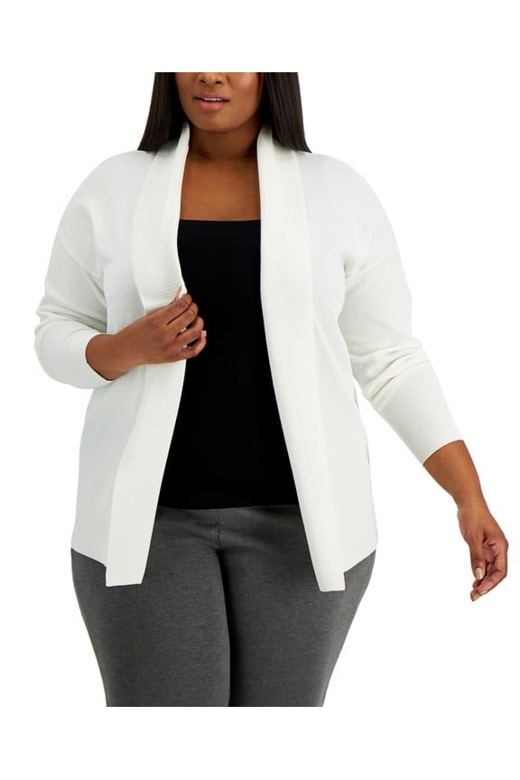Women's Open Front Cardigan White Size 0X