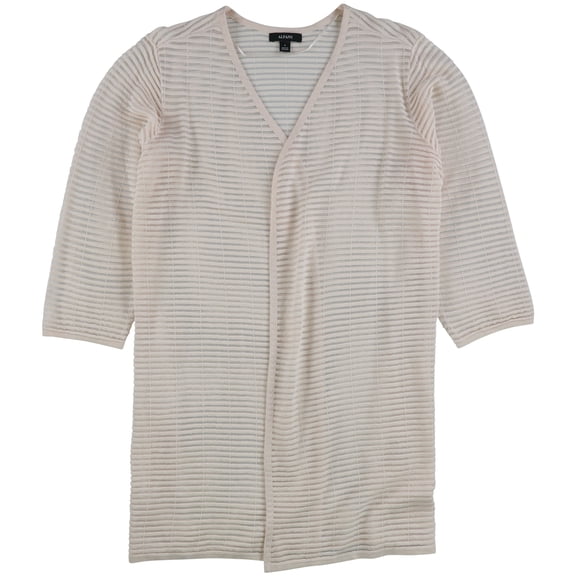 Alfani Women's Ottoman Striped Open-Front Cardigan Sweater Pink Size S