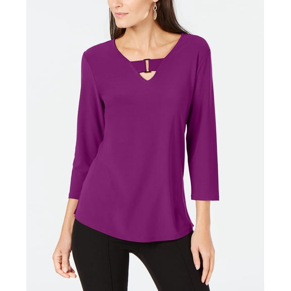 Alfani Petite Buckle Detail Tunic Alf Fuchsia PXS