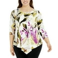 thumbnail image 1 of Alfani Women's Petite Printed Scoop Neck 3/4 Sleeve Top Garden Vision Size PL, 1 of 3
