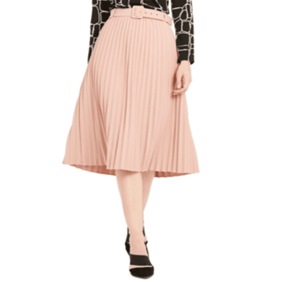 Alfani Women's Pleated Belted MIDI Skirt Pink Size 2XL
