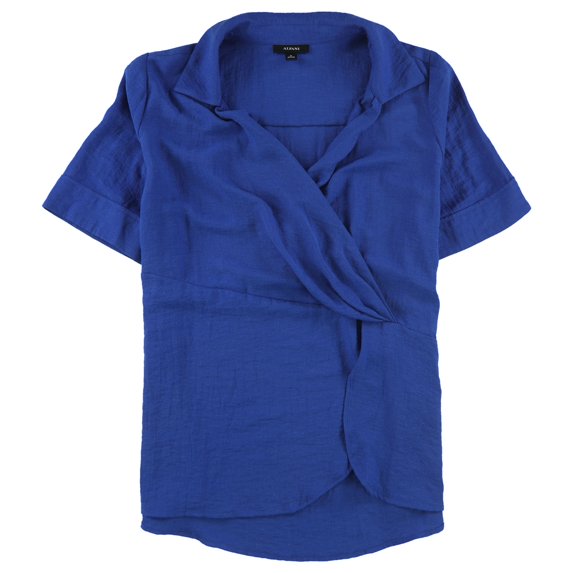 Alfani Women's Plus Draped Point Collar Top Blue Size 2X