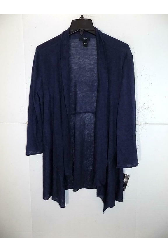 Women's Plus Navy 100% Linen Cardigan L