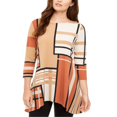 thumbnail image 1 of Alfani Women's Printed High Low Tunic Brown Size -XL, 1 of 3