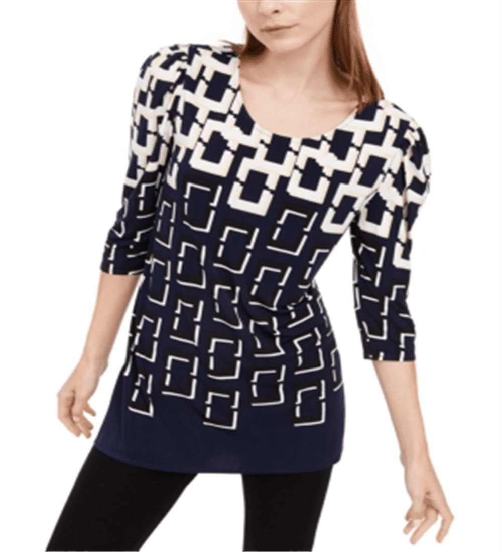 Alfani Womens Roll Tab Tunic Shirt White Size Large