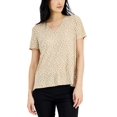 thumbnail image 1 of Alfani Womens Printed V Neck T-Shirt Ditzy Floral Water Camel XL, 1 of 3
