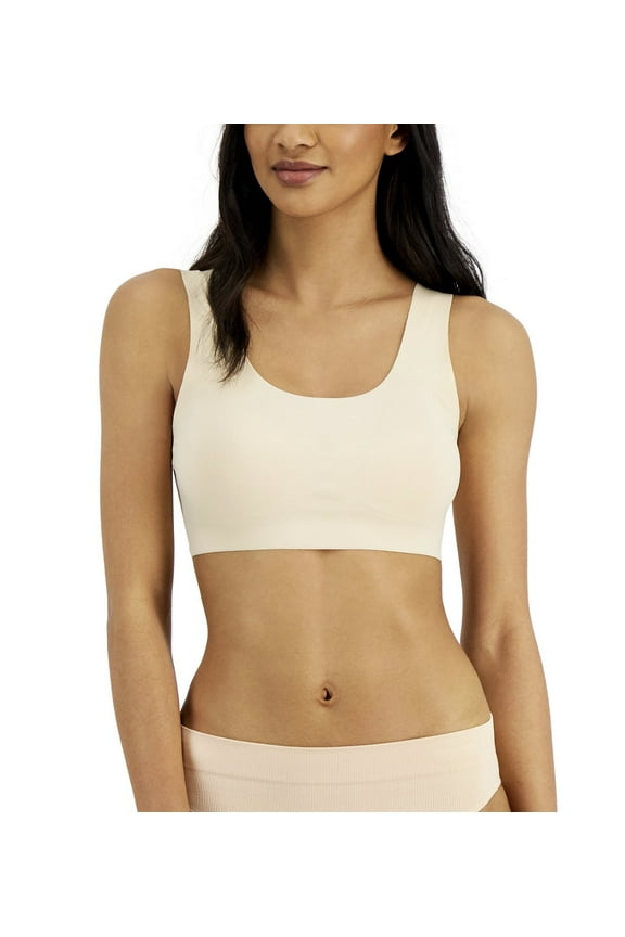 Women's Removeable Cups Laser Cut Seamless Bralette Creamy Ivory (Creamy Ivory, XL)