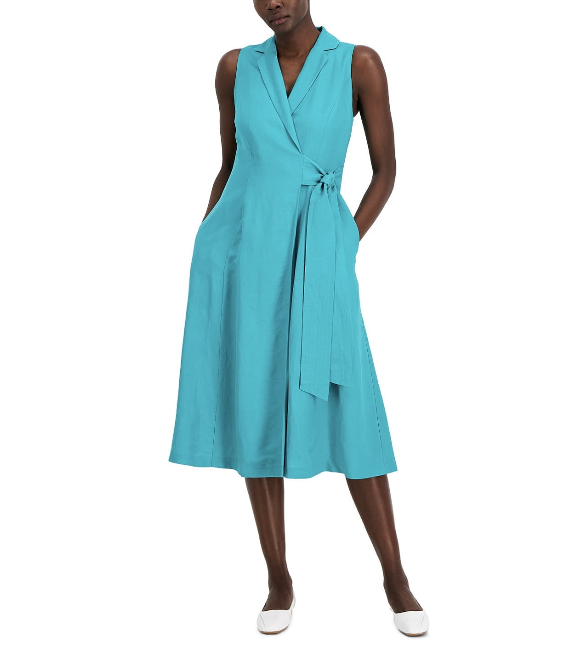 alfani midi dress Alfani Womens Wrap Midi Dress Teal Oasis L, Women's, Size: Large, Green
