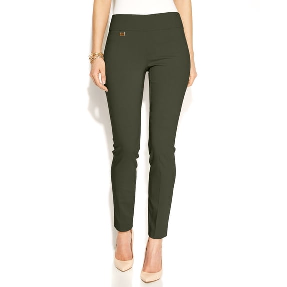 Alfani Women's Tummy Control Pull On Skinny Pants Green Size 0 Petite