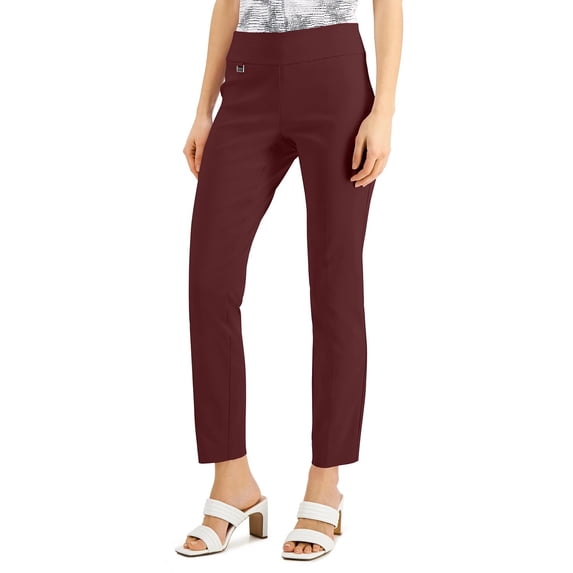 Alfani Women's Tummy Control Pull On Skinny Pants Red Size 18