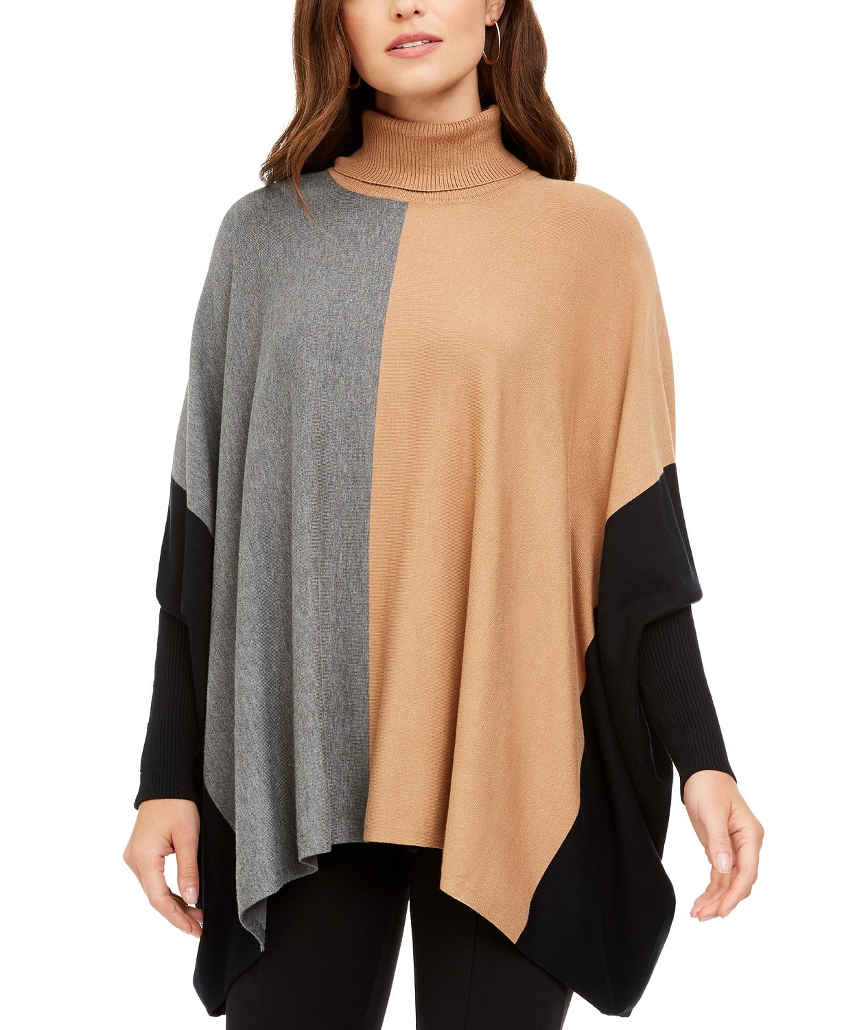 Alfani turtleneck poncho sweater clearance