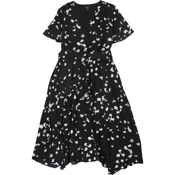 Alfani Womens 2-Tone Wrap Dress, Black, 12