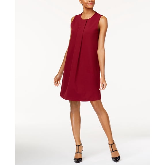 Alfani Pleated A Line Dress Red Malbec 2