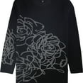 thumbnail image 1 of Alfani Womens Abstract-Print Pullover Sweater, Black, X-Small, 1 of 1