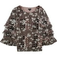 thumbnail image 1 of Alfani Womens Abstract Print Ruffled Blouse, Pink, Medium, 1 of 2