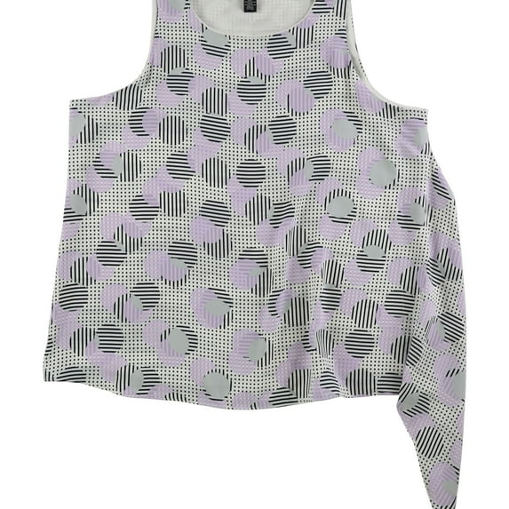 Alfani Womens Abstract Print Sleeveless Blouse Top, Purple, Large