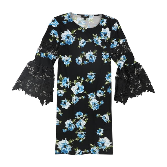 Alfani Womens Angel-Sleeve Shift Dress, Black, 4