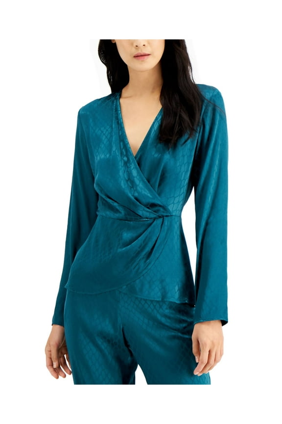 Womens Scales Pullover Blouse, Blue, Large