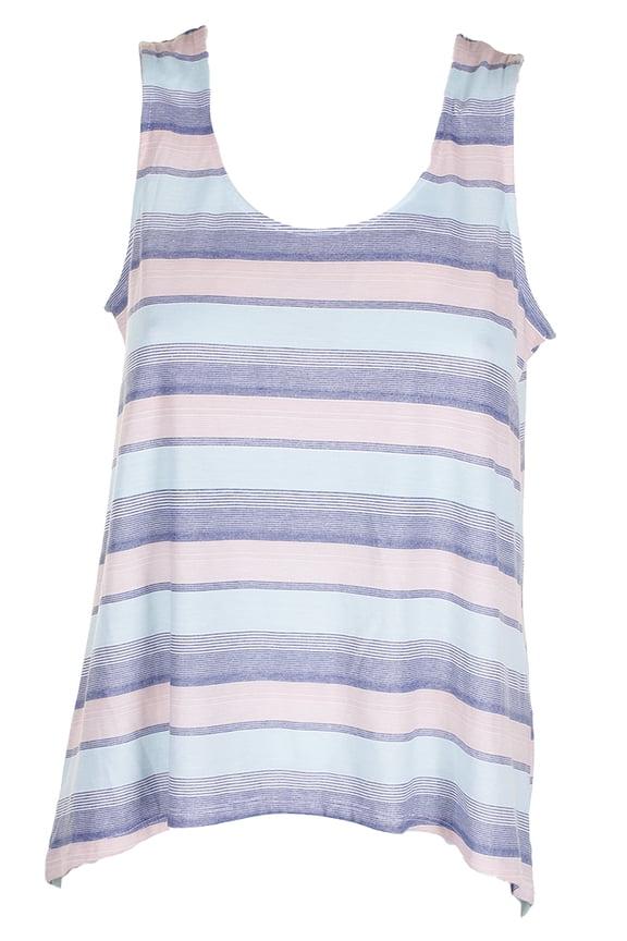 Womens Aqua Multi Striped High Low Pajama Tank Top S