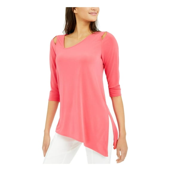 Alfani Womens Asymmetical Cut-Out Blouse