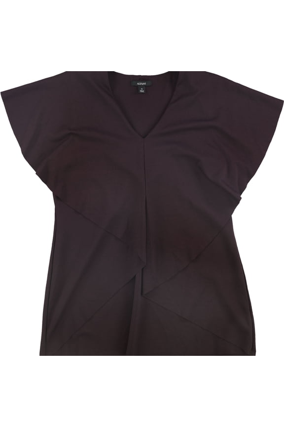 Womens Asymmetrical Cape Pullover Blouse, Red, Large