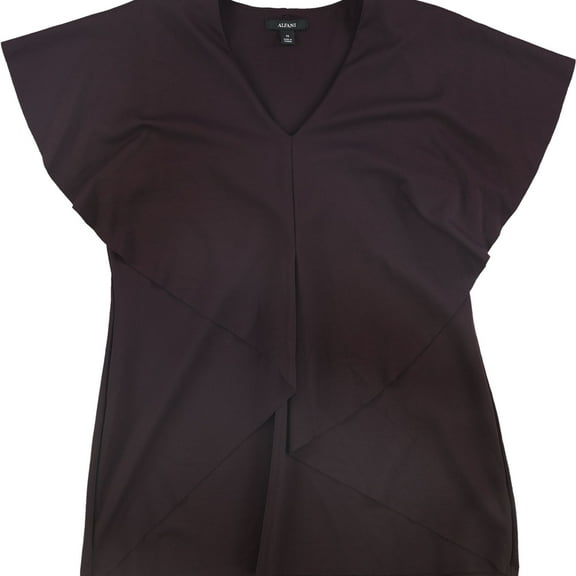 Alfani Womens Asymmetrical Cape Pullover Blouse, Red, Medium