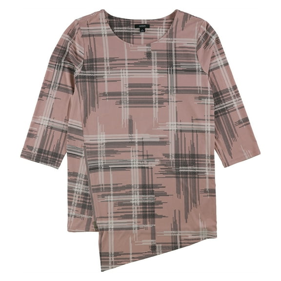 Alfani Womens Asymmetrical Hem Pullover Blouse, Pink, Medium