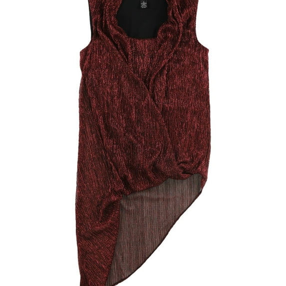 Alfani Womens Asymmetrical-Hem Wrap Blouse, Red, Small