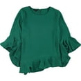thumbnail image 1 of Alfani Womens Asymmetrical Knit Blouse, Green, XX-Large, 1 of 2