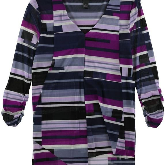 Alfani Womens Asymmetrical Pullover Blouse, Blue, Small