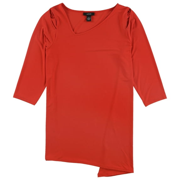 Alfani Womens Asymmetrical Pullover Blouse, Red, Small