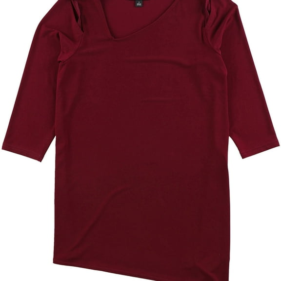 Alfani Womens Asymmetrical Pullover Blouse, Red, Small