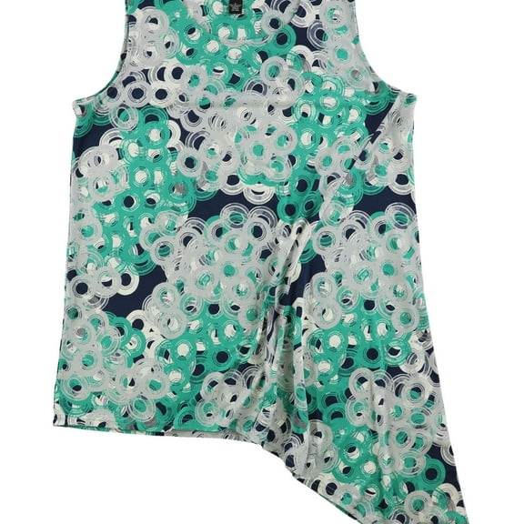 Alfani Womens Asymmetrical Sleeveless Blouse Top, Green, X-Large