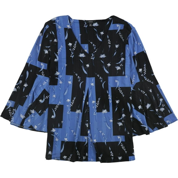 Alfani Womens Bell Sleeve Pullover Blouse, Blue, Small